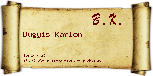 Bugyis Karion névjegykártya